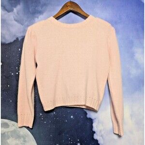 Pink Angora Wool Blend Sweater Size Small 80s Soft Pastel Vintage Chaus Petites